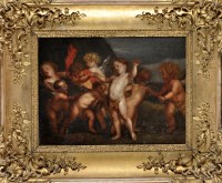 Lot 363 - Italian School CHERUBS AT PLAY oil on canvas...
