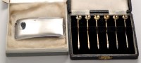 Lot 670 - Six George VI silver gilt cocktail sticks, by...