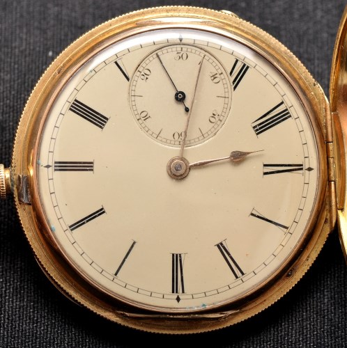 Lot 703 - A Victorian 18ct. gold full hunter pocket...