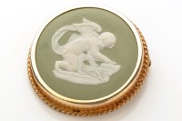 Lot 815 - A Wedgwood green Jasperware brooch depicting a...
