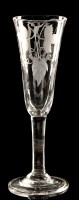 Lot 945 - Engraved ale glass, the round funnel bowl...