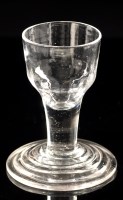 Lot 949 - Plain stem firing glass, the ogee bowl with...
