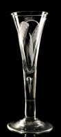 Lot 956 - Engraved drawn ale glass, the trumpet bowl...