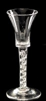 Lot 962 - Air-twist wine glass, the waisted bucket bowl...