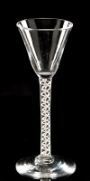 Lot 982 - Opaque twist wine glass, the round funnel bowl...