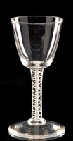 Lot 989 - Opaque twist wine glass, the round funnel bowl...