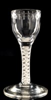 Lot 1001 - Engraved opaque twist wine glass, the ogee...