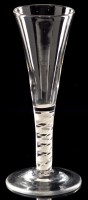 Lot 1002 - Opaque twist wine glass, the trumpet bowl...