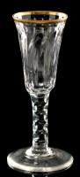 Lot 1017 - Engraved faceted stem ale glass, the round...
