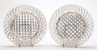 Lot 1038 - Pair of cut glass decanter stands, of circular...