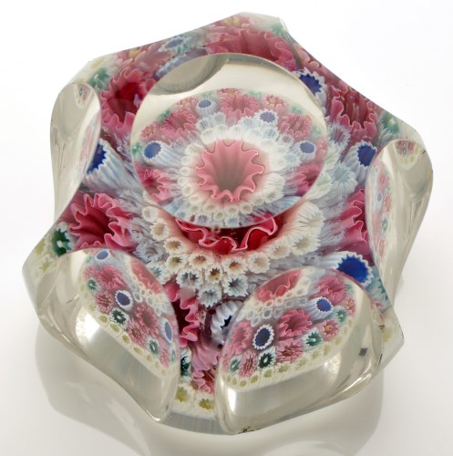 Lot 1055 - Faceted glass paperweight, attributed to...