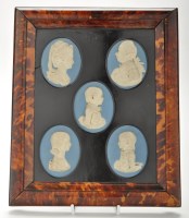 Lot 1091 - Group of five Wedgwood blue jasperware...