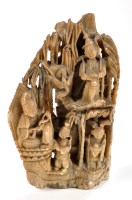 Lot 1284 - Chinese soapstone carving, with tiered scene...