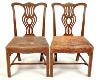 Lot 1391 - A pair of George III mahogany dining chairs,...