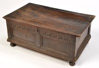 Lot 1468 - A 17th Century rectangular oak Bible box, the...