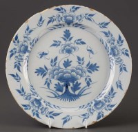 Lot 1138 - An 18th Century delft plate, painted with...