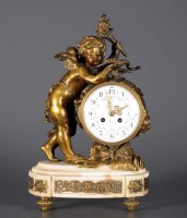 Lot 1178 - A French gilt bronze and alabaster mantel...