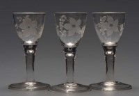 Lot 99 - Three 18th Century glasses, the egg shaped...