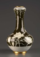 Lot 112 - Mintons: a Pâte sur Pâte vase, of 'Garlic neck'...