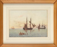 Lot 306 - 19th Century British School NAVAL SHIPS AT...
