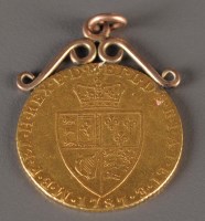 Lot 812 - A George III gold spade guinea, 1787, with...