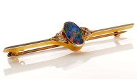 Lot 910 - An opal and diamond brooch, c.1900, the oval...