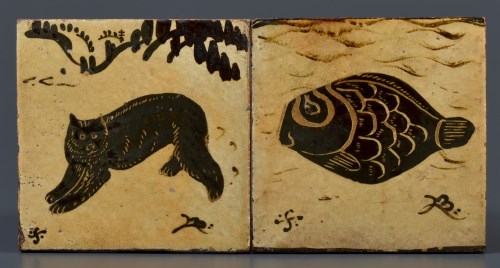 Lot 339 - † Bernard Leach: a tile painted with a bear in...