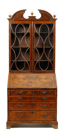 Lot 1354 - † A mid 18th Century walnut bureau with a...
