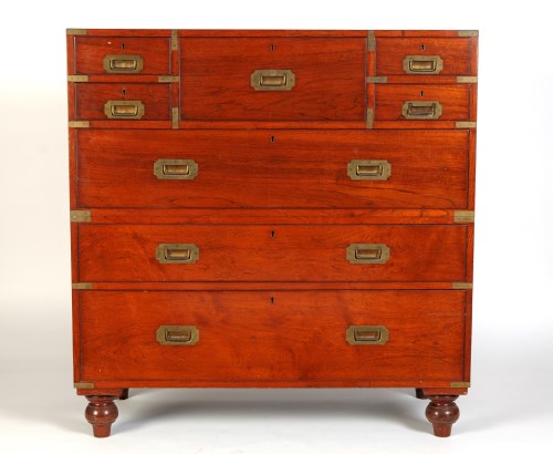 Lot 1395 - † A late 19th Century teak and brass-bound...