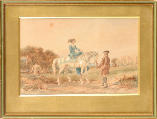Lot 91 - Charles Cattermole (1832-1900) A LADY FALCONER...