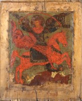 Lot 301 - Greek School AN IKON DEPICTING ST. GEORGE...