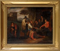 Lot 310 - Dutch School CARD PLAYERS AT THE DOOR OF A...