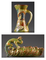 Lot 452 - C.H. Brannam, Barum: a 'dragon and leaf' dish,...