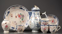 Lot 495 - A part export tea and coffee service, painted...