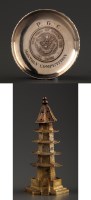 Lot 523 - A Chinese silver pagoda pattern pepperette, by...