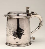 Lot 638 - A James II lidded tankard, maker's mark F.S.,...