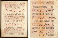 Lot 958 - Two double-sided leaves of music manuscript,...