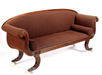 Lot 1114 - A Regency mahogany scroll-end settee, plain...