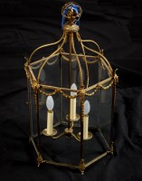 Lot 1141 - A brass Regency style hexagonal hall lantern,...