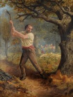 Lot 229 - Ralph Hedley, RBA (1848-1913) A WOODCUTTER...