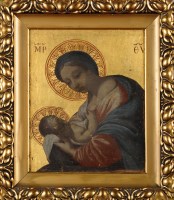 Lot 232 - Greek School AN IKON DEPICTING THE MADONNA AND...