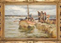 Lot 255 - Robert Jobling (1841-1923) ''LANDING THE CATCH'...