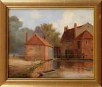 Lot 267 - John Burman (1848-1935) AN OLD MILL NEAR...