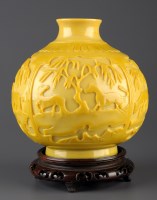 Lot 434 - A Peking Glass vase, of globe form, the...