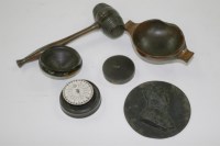 Lot 602 - A 19th Century carved wooden quaiche; a carved...