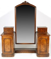 Lot 1301 - A Victorian burr walnut pedestal dressing...