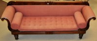 Lot 1343 - A late Regency mahogany sofa, with carved rail...