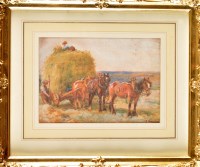 Lot 96 - John Atkinson (1863-1924) ''LOADING A HAYCART''...