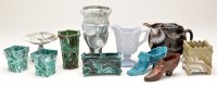 Lot 365 - A quantity of coloured malachite slag glass,...