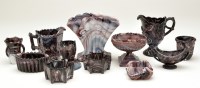 Lot 366 - Twelve items of purple malachite slag glass by...